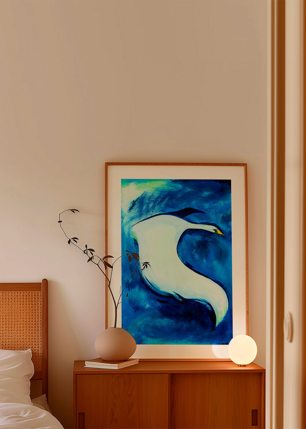 Cuadro cisne blanco sobre fondo azul – Product3
