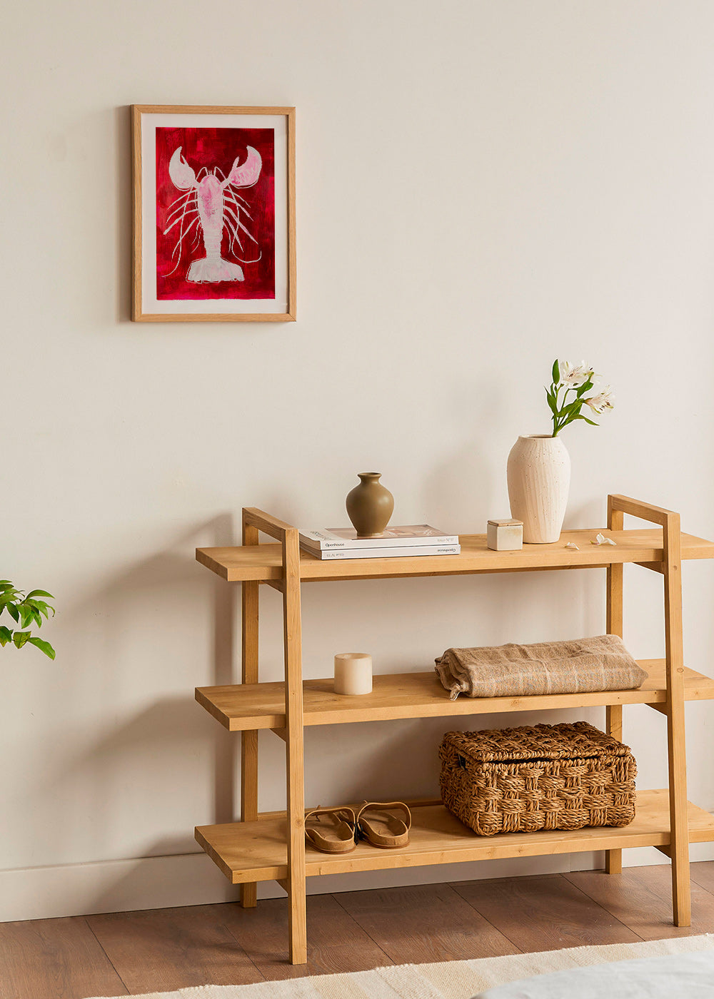 Cuadro de cocina: langosta blanca sobre fondo rojo – Product3