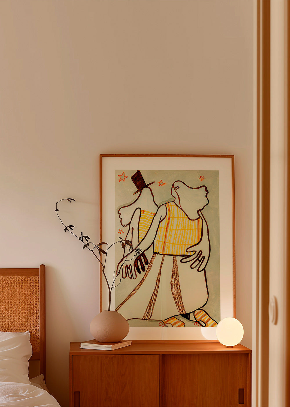 Ilustración de pareja danzante con trazo gestual – Product1