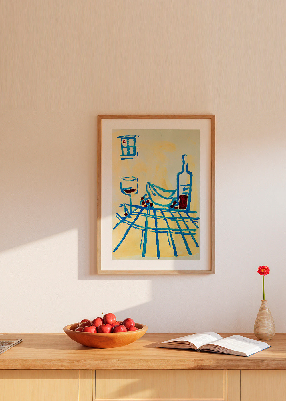 Cuadro de cocina con bodegón azul y plátanos – Product2