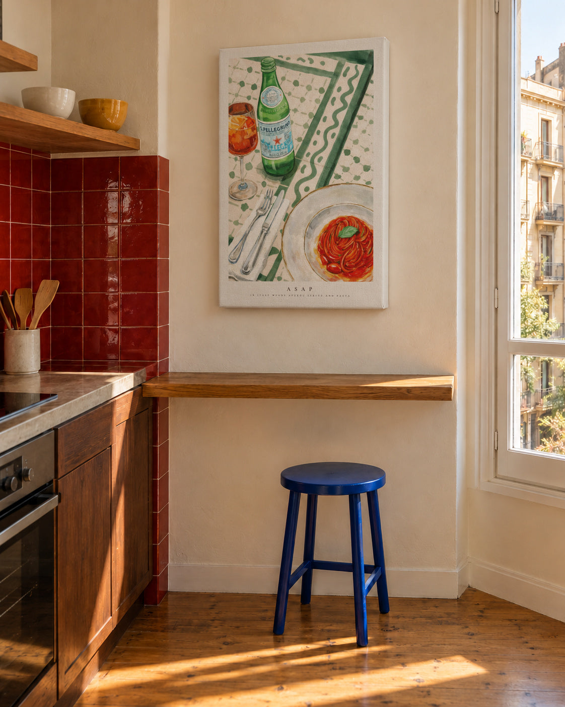 ASAP: Aperol Spritz And Pasta - Unframed canvas in an interior