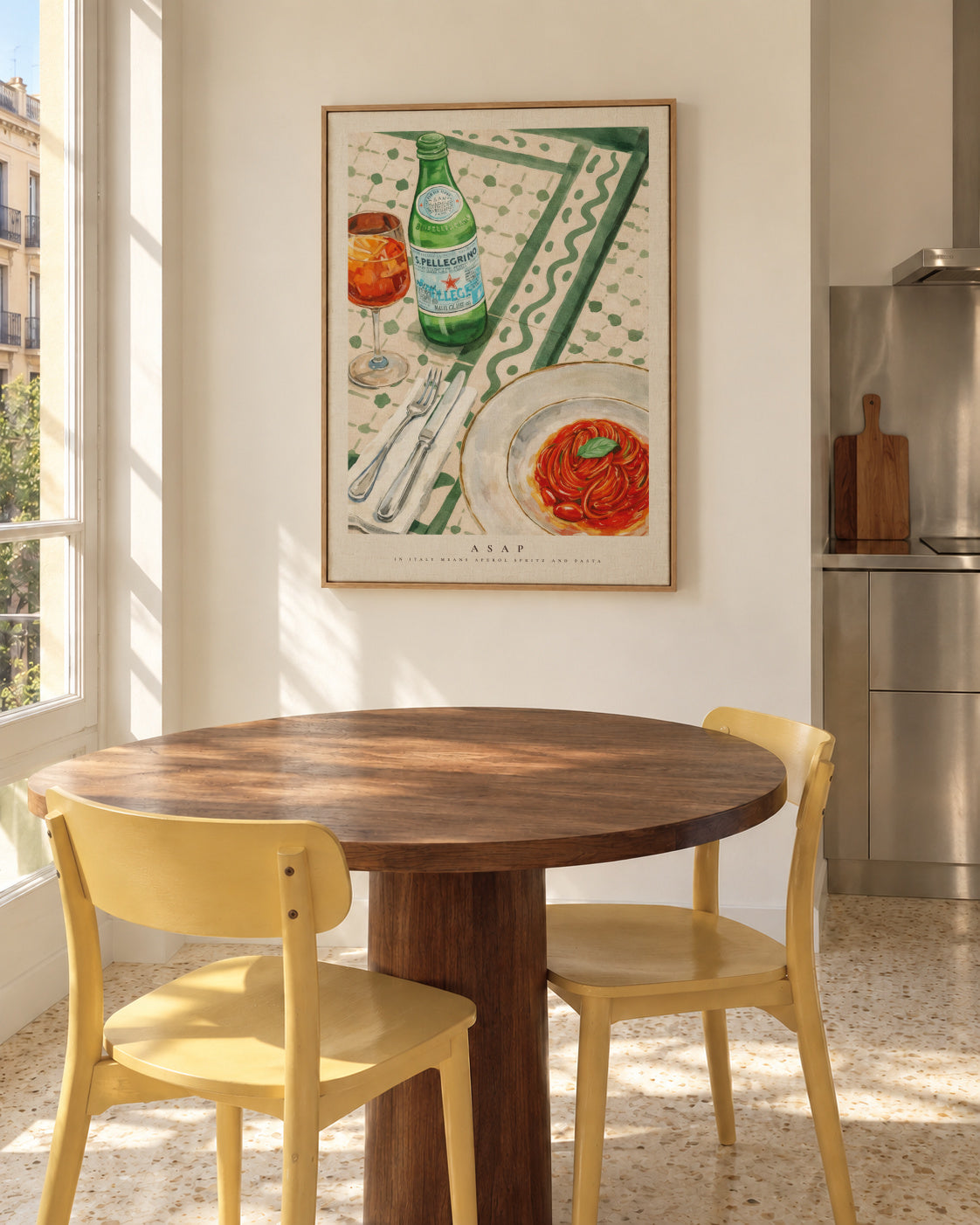 ASAP: Aperol Spritz And Pasta - Framed canvas in an interior