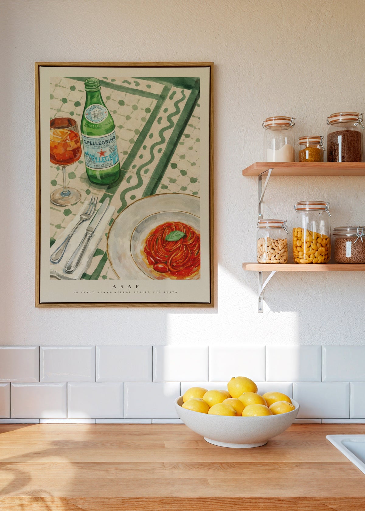 ASAP: Aperol Spritz And Pasta - Framed canvas in an interior