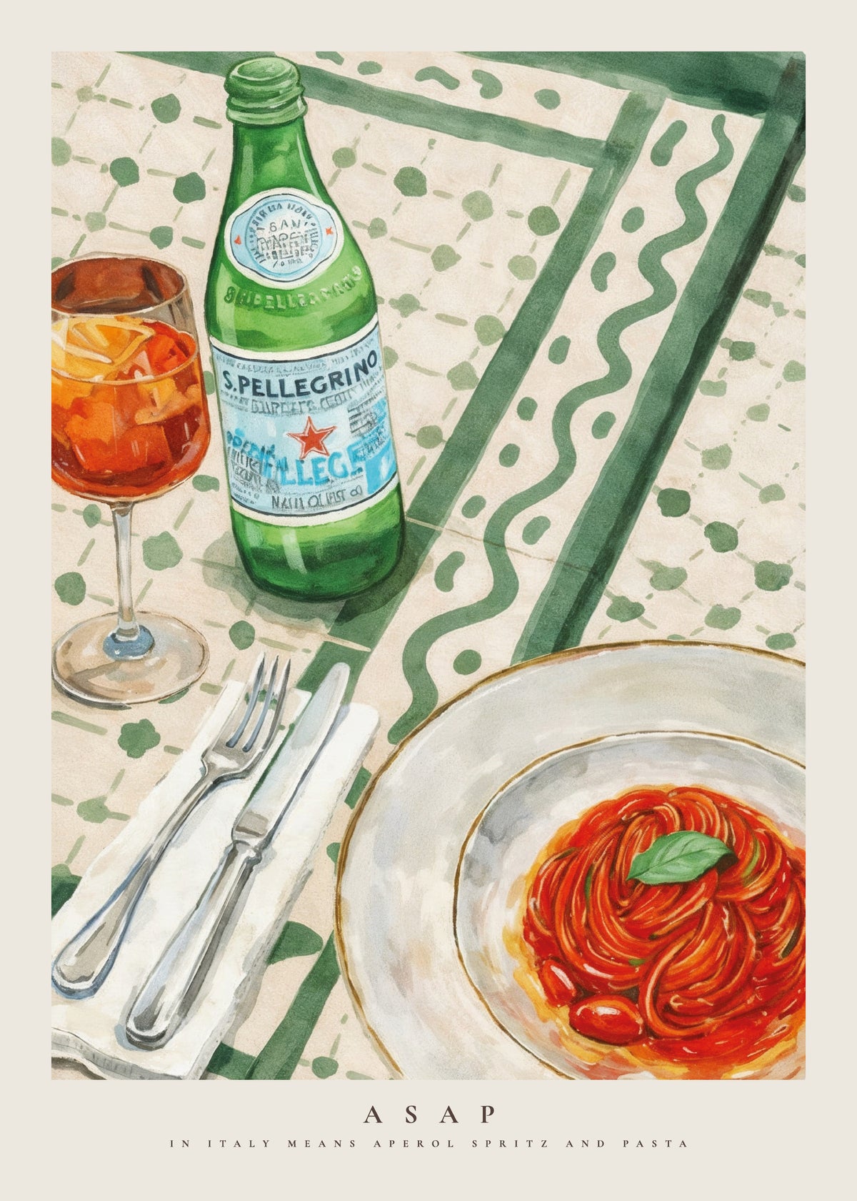 ASAP: Aperol Spritz And Pasta - Unframed art print