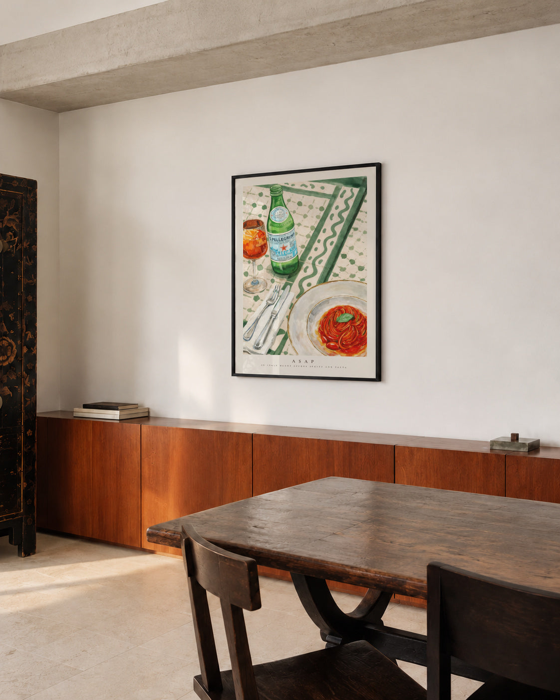 ASAP: Aperol Spritz And Pasta - Framed poster in an interior