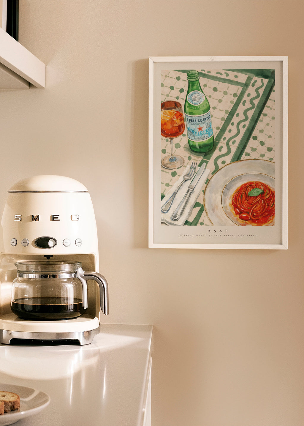ASAP: Aperol Spritz And Pasta - Framed poster in an interior