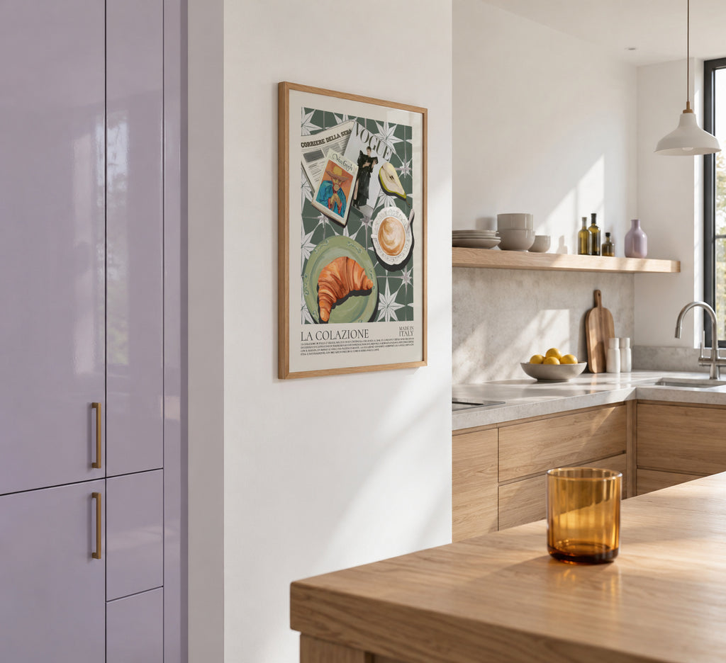 La Colazione (Italian breakfast) - Framed poster in an interior