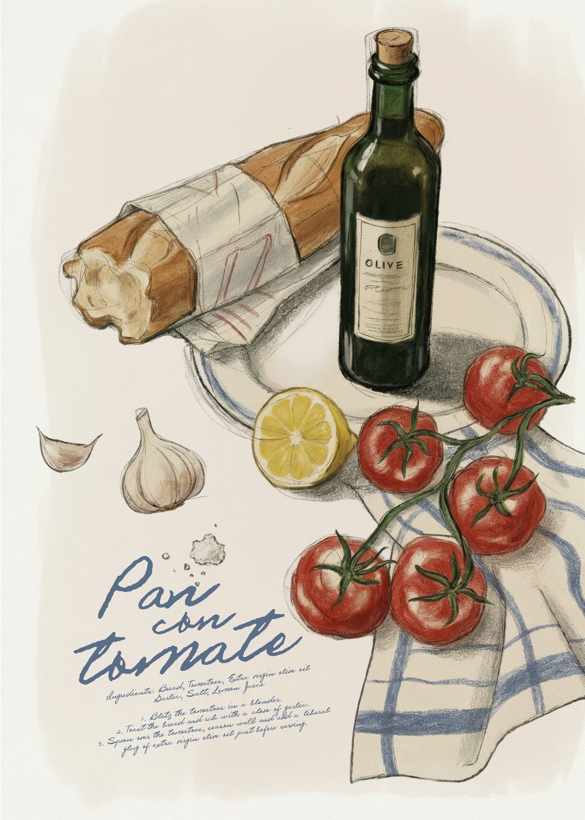 Pan con Tomate - Unframed art print