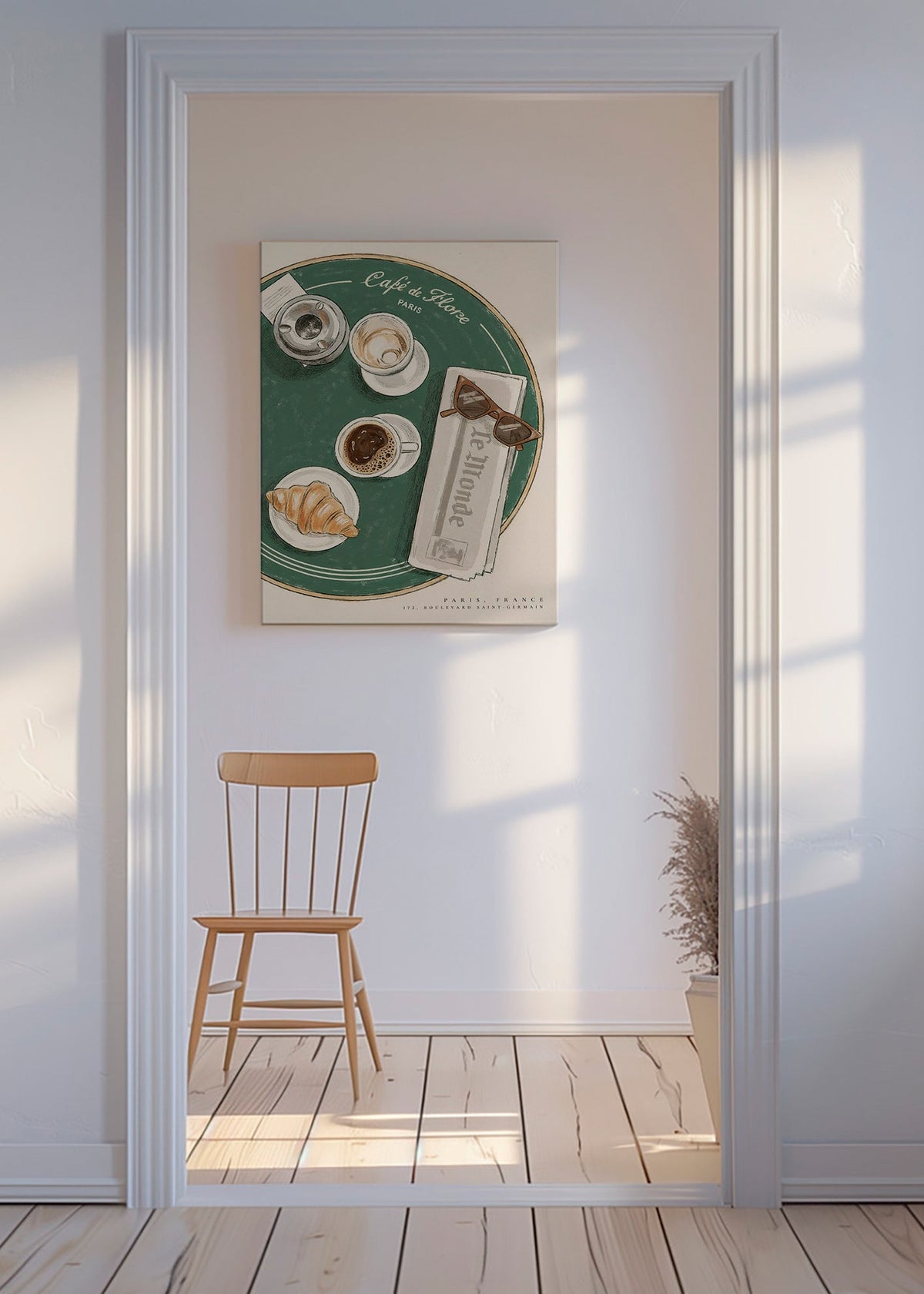 Cuadro de cocina Café de Flore con croissant ilustrado – Canvas