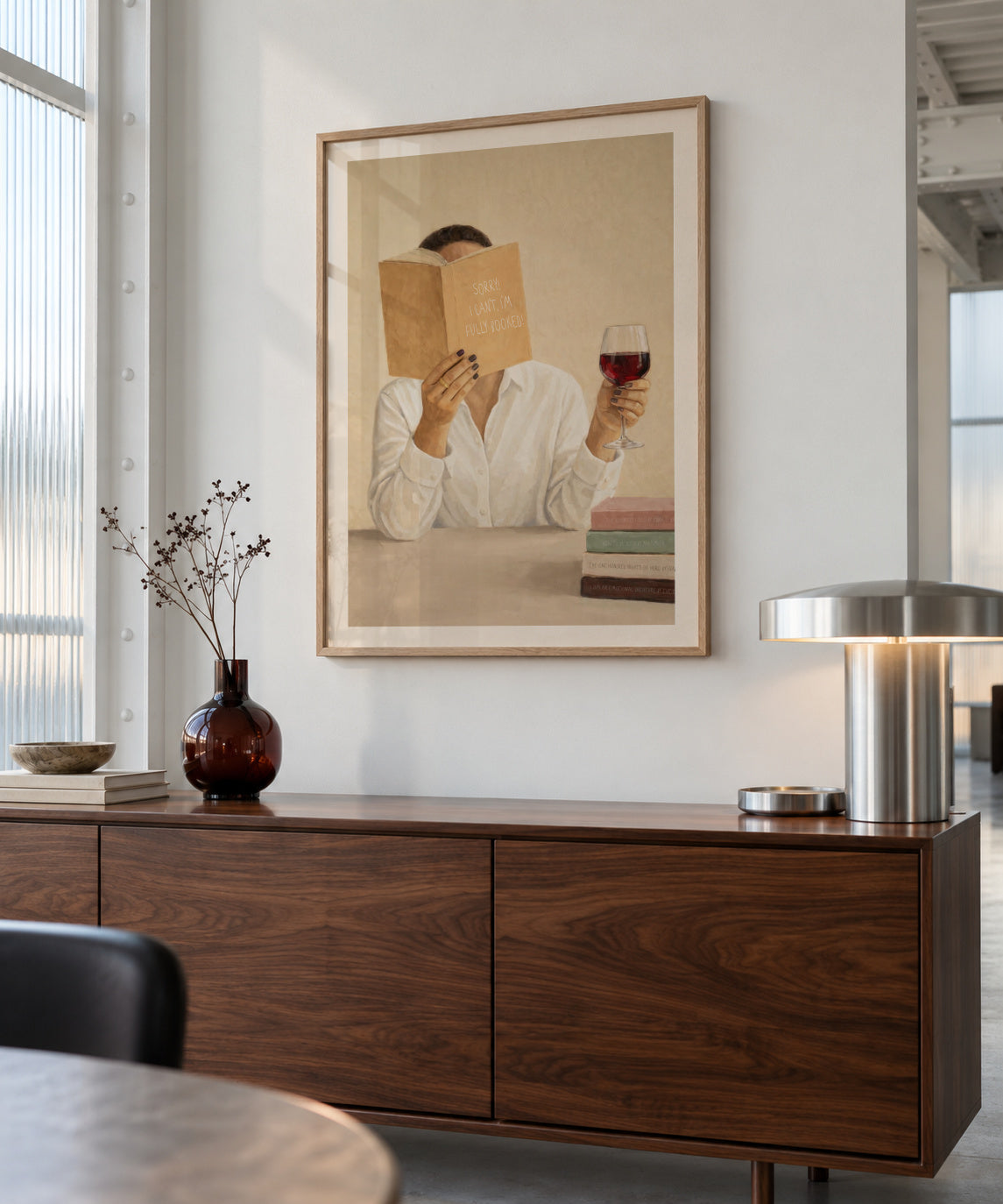 Sorry I Can't, I'm Fully Booked - Framed poster in an interior