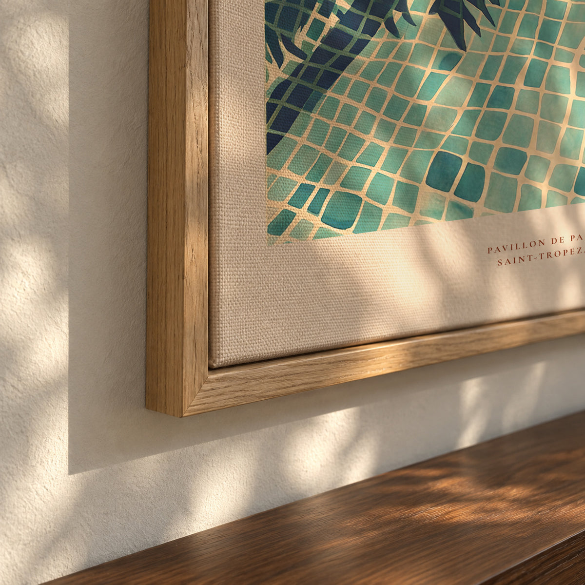 Poolside Reverie - Framed canvas detail