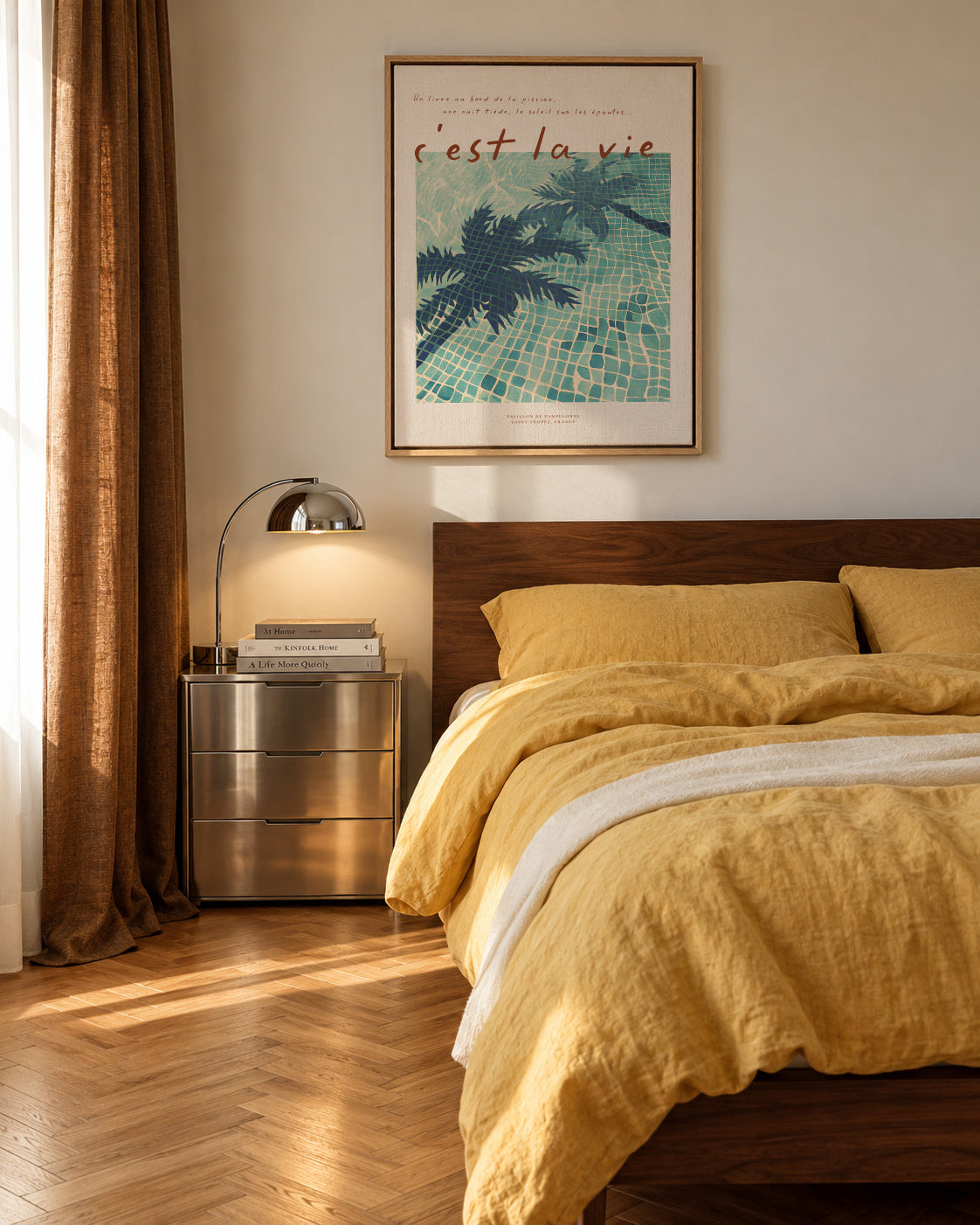 Poolside Reverie - Framed canvas in an interior