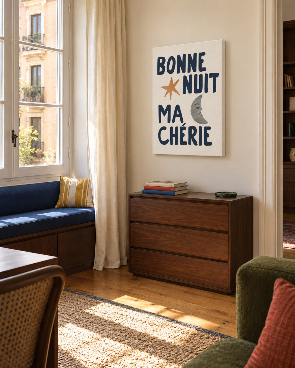 Bonne Nuit Ma Chérie - Unframed canvas in an interior
