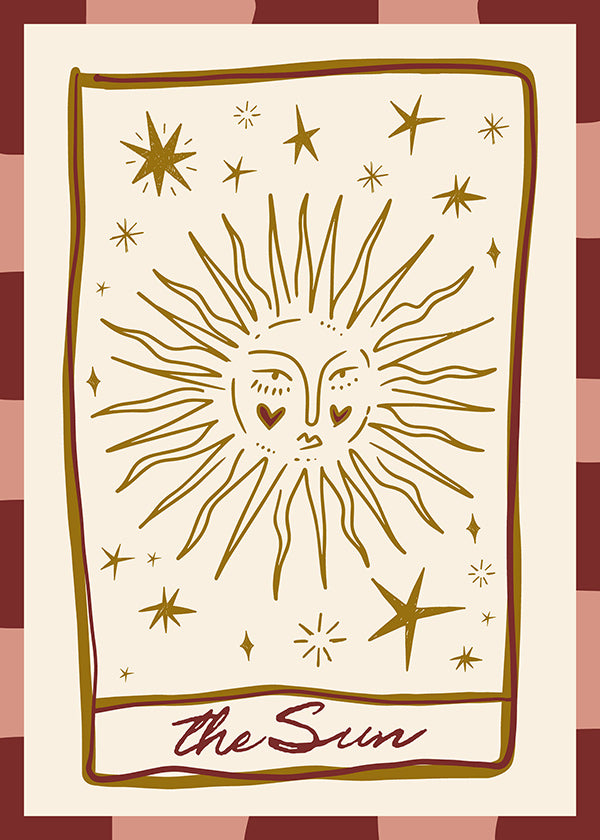 Ilustración del sol estilo carta vintage