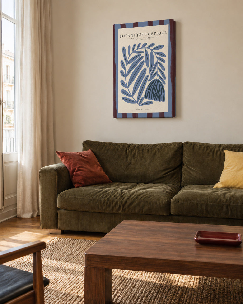 Blue Acacia - Unframed canvas in an interior