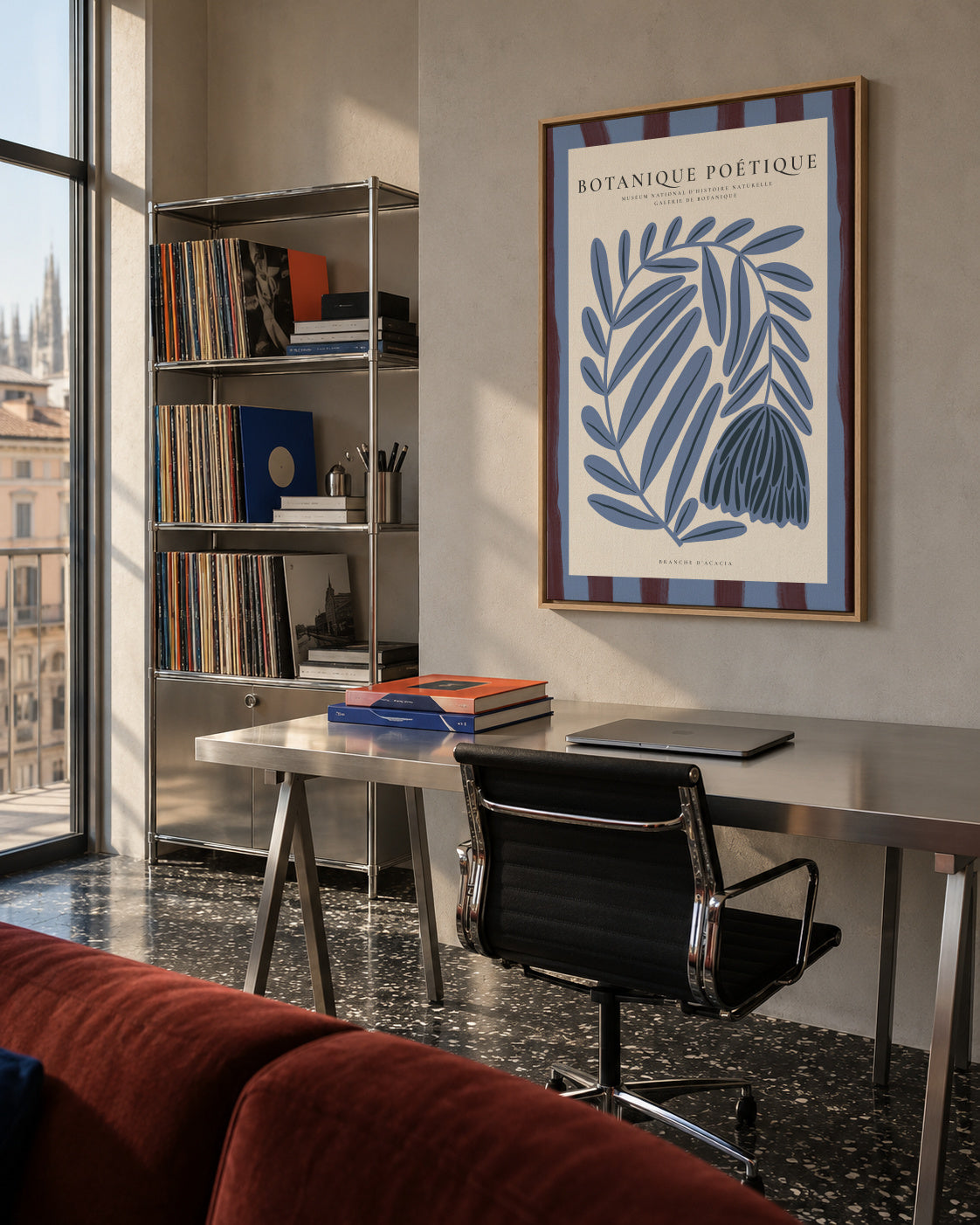 Blue Acacia - Framed canvas in an interior
