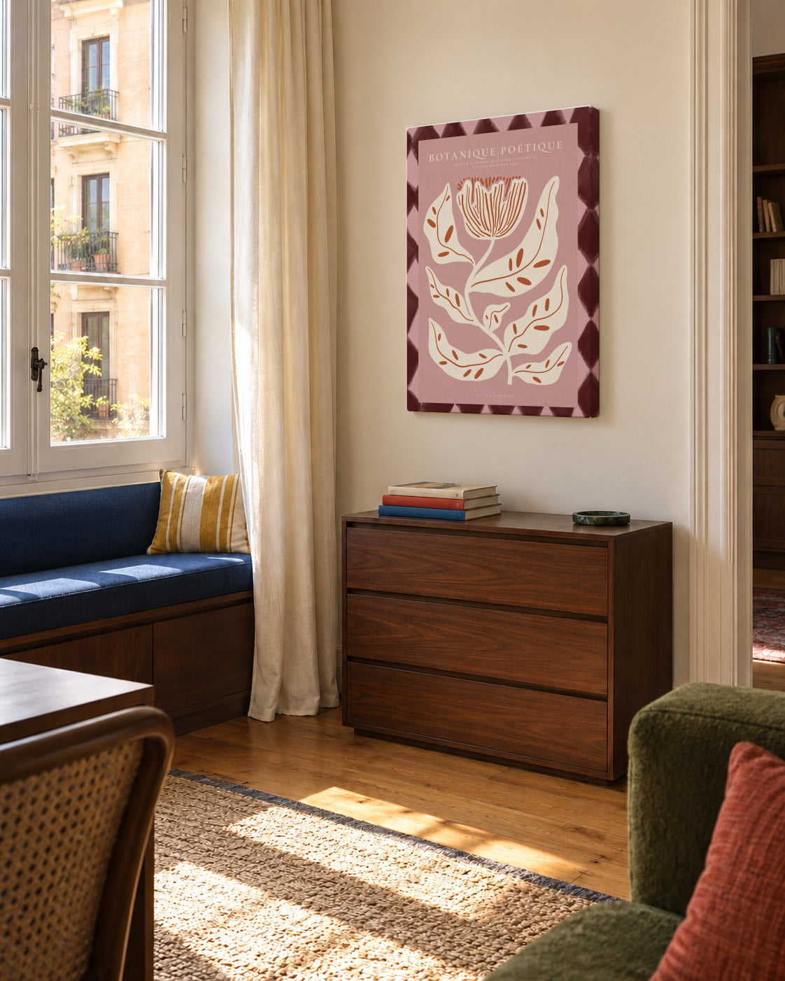 Modern Botanique - Unframed canvas in an interior