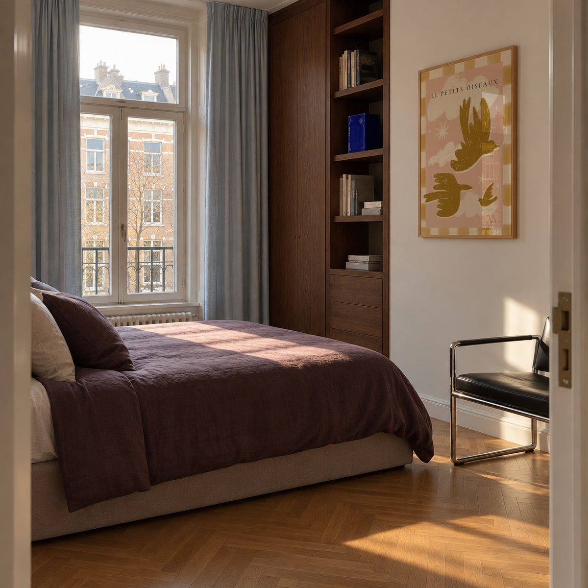 Le Petits Oiseaux - Framed poster in an interior