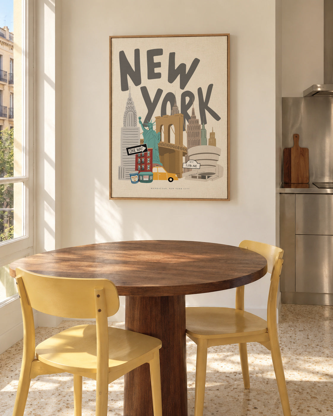 New York Icons - Framed canvas in an interior