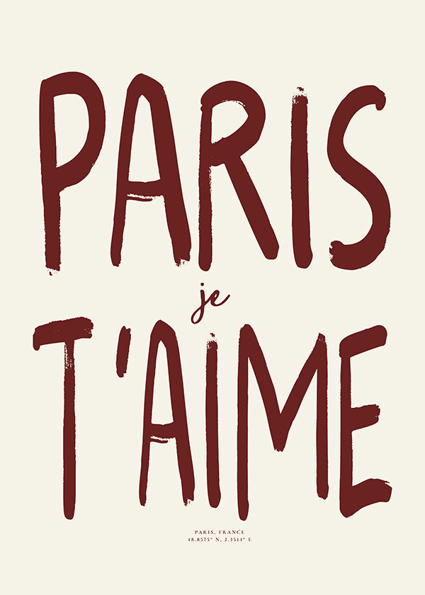 Cuadro de ciudades tipográfico Paris je t'aime