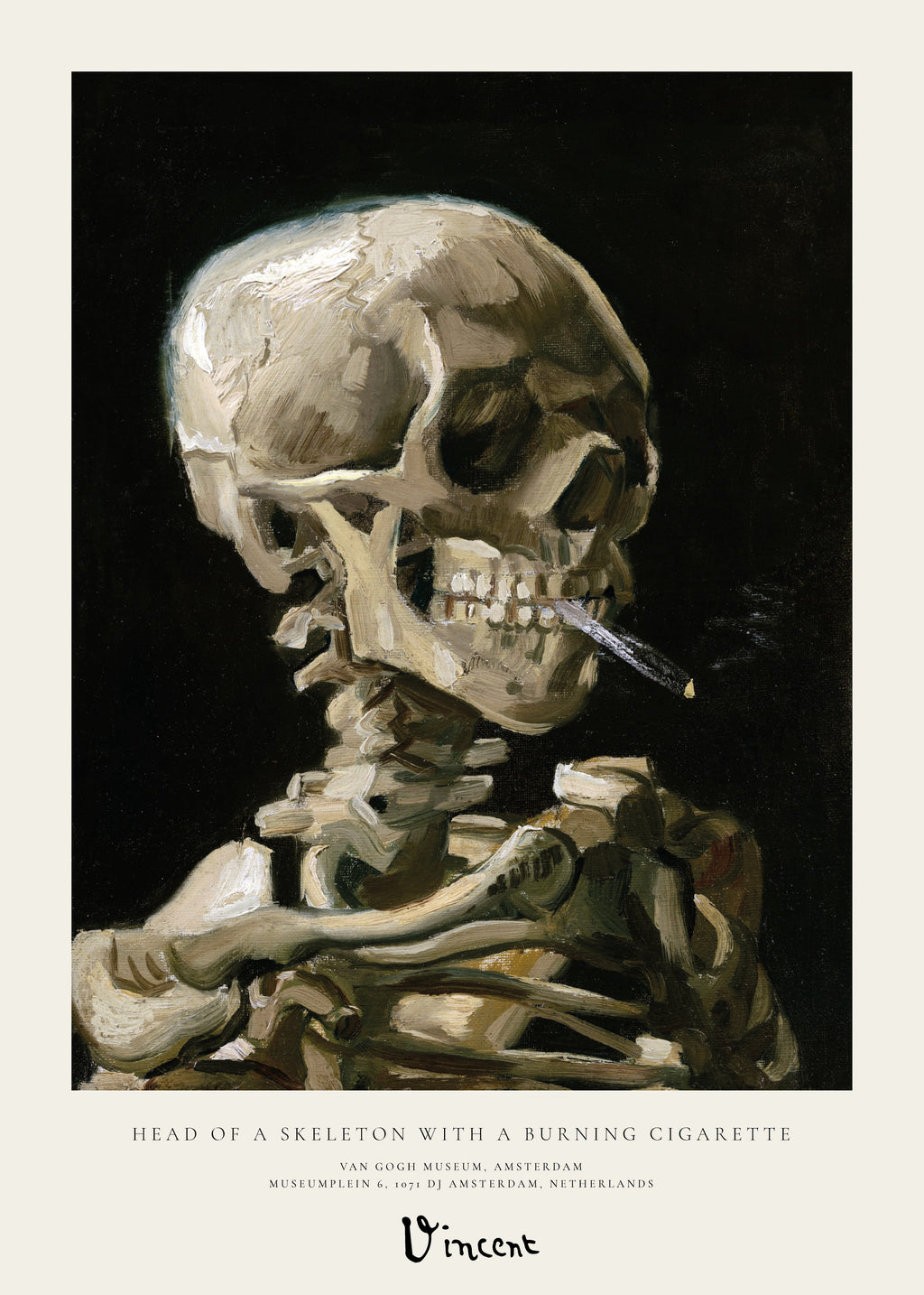 Vicent Van Gogh - Head of a skeleton with a burning cigarette - Unframed art print