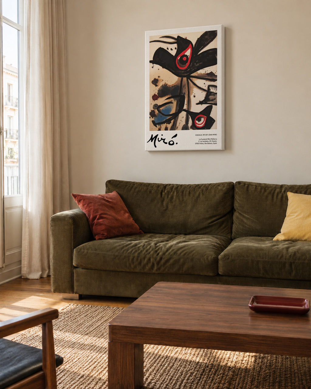 Oiseaux by Joan Miro - Unframed canvas in an interior