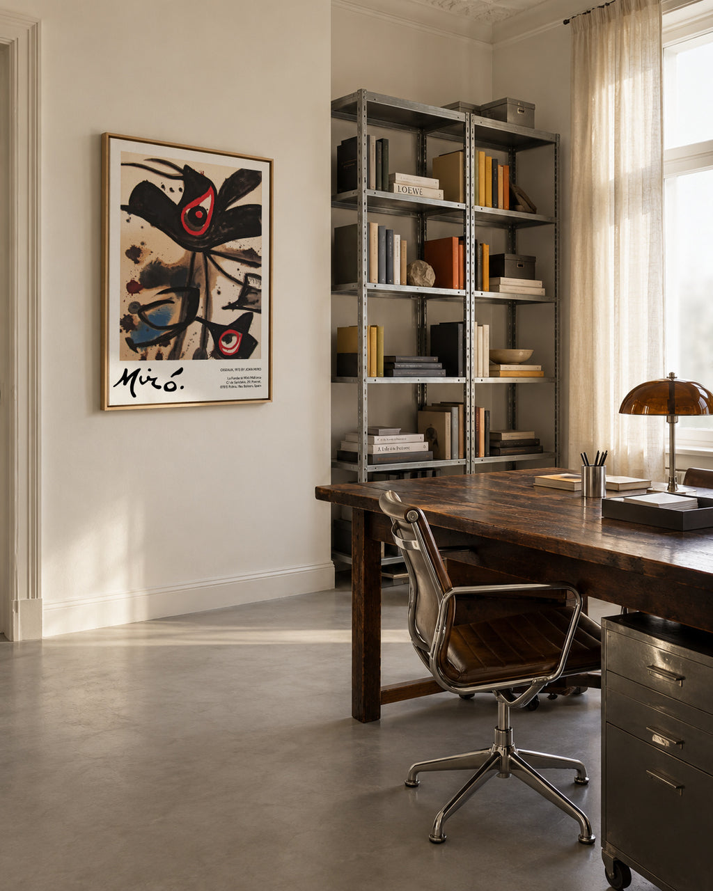 Oiseaux by Joan Miro - Framed canvas in an interior