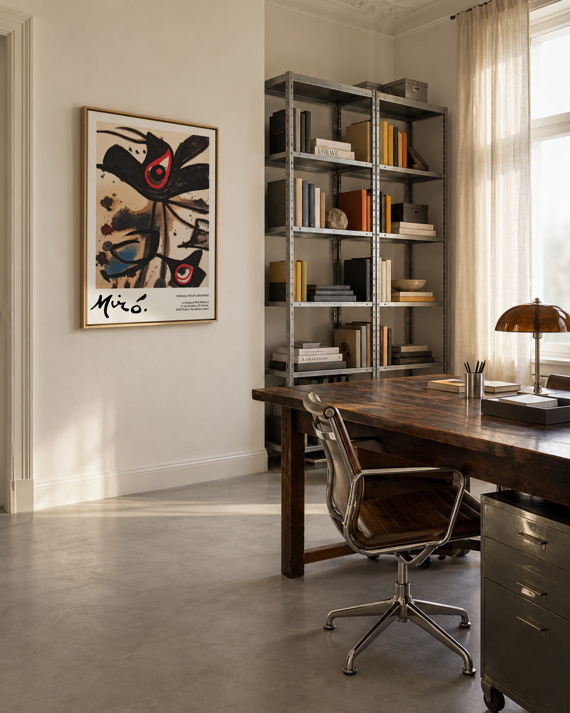 Oiseaux by Joan Miro - Framed canvas in an interior