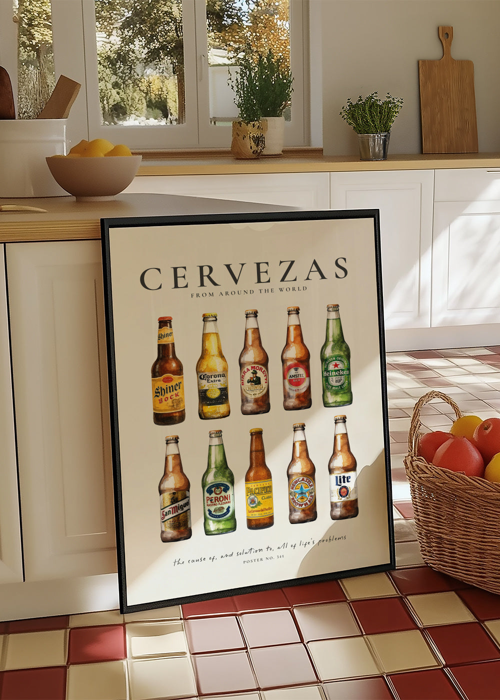 Cervezas (Beers) - Framed poster in an interior