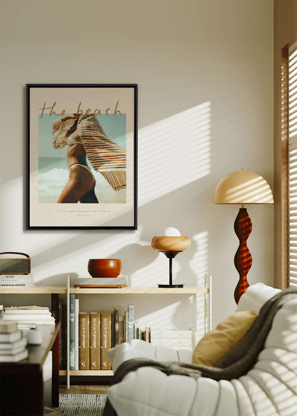 The Beach - Framed canvas in an interior