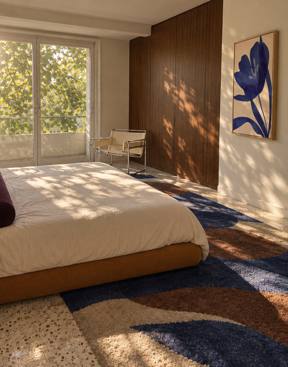Blue Floral - Framed canvas in an interior