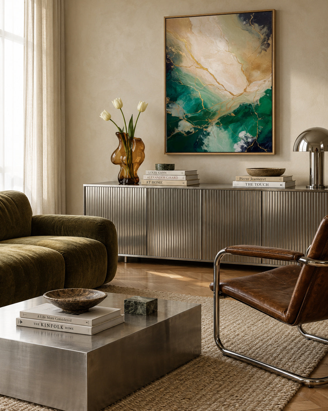 Guilded Radiance - Framed canvas in an interior