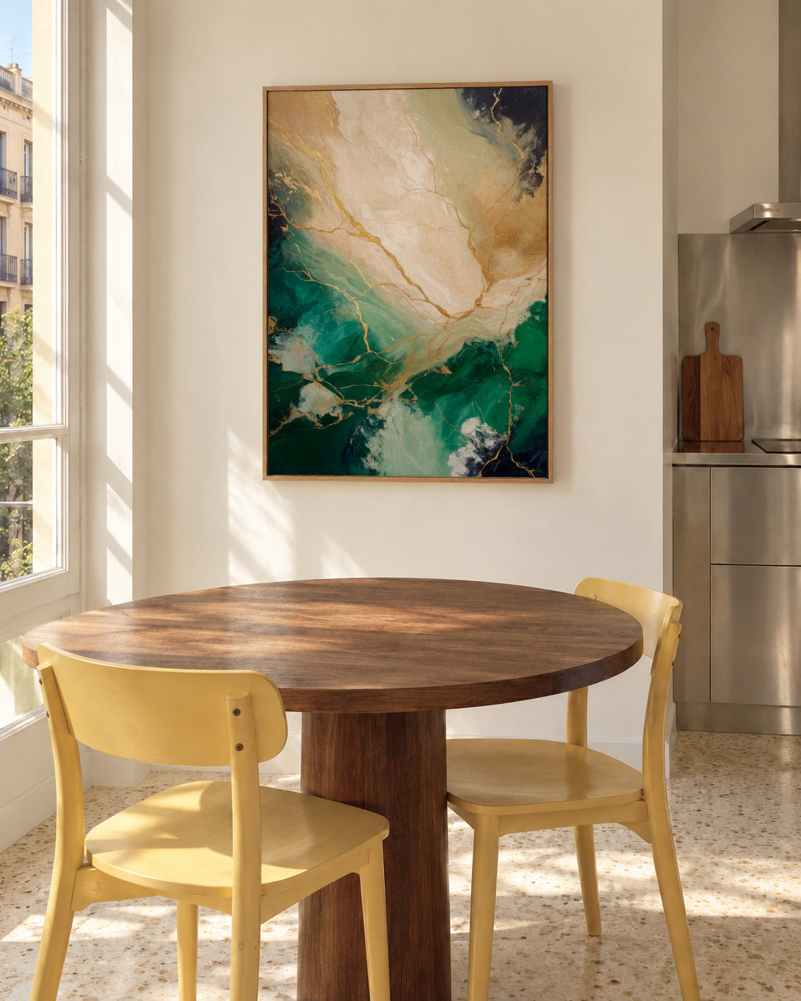 Guilded Radiance - Framed canvas in an interior