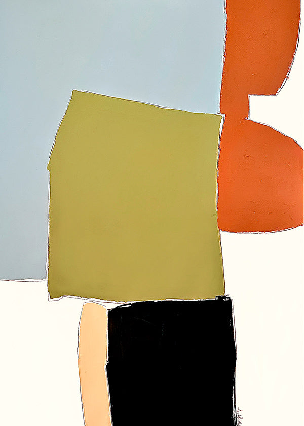 Cuadro abstracto con bloques orgánicos