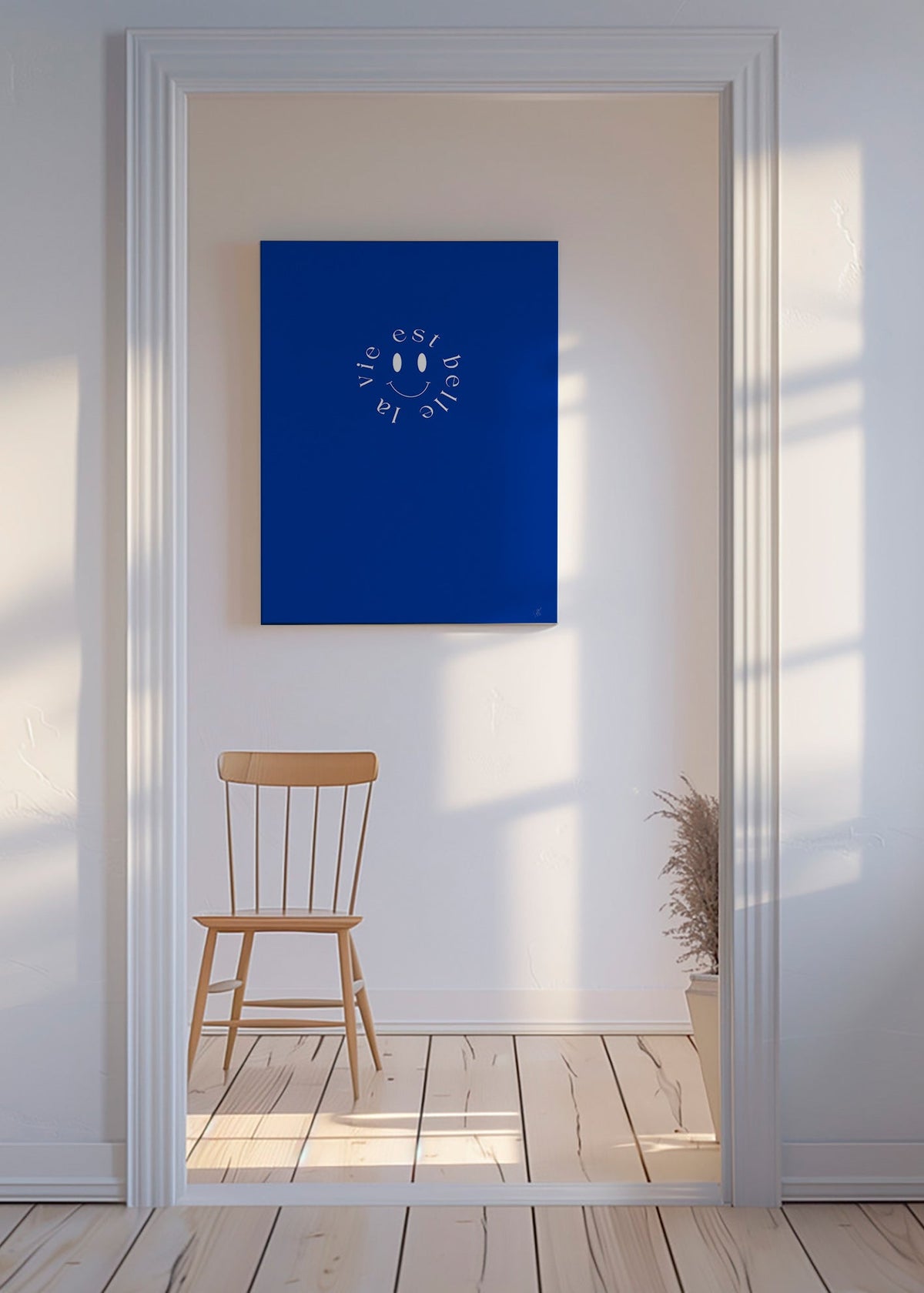 Ilustración smile tipográfica en azul – Canvas