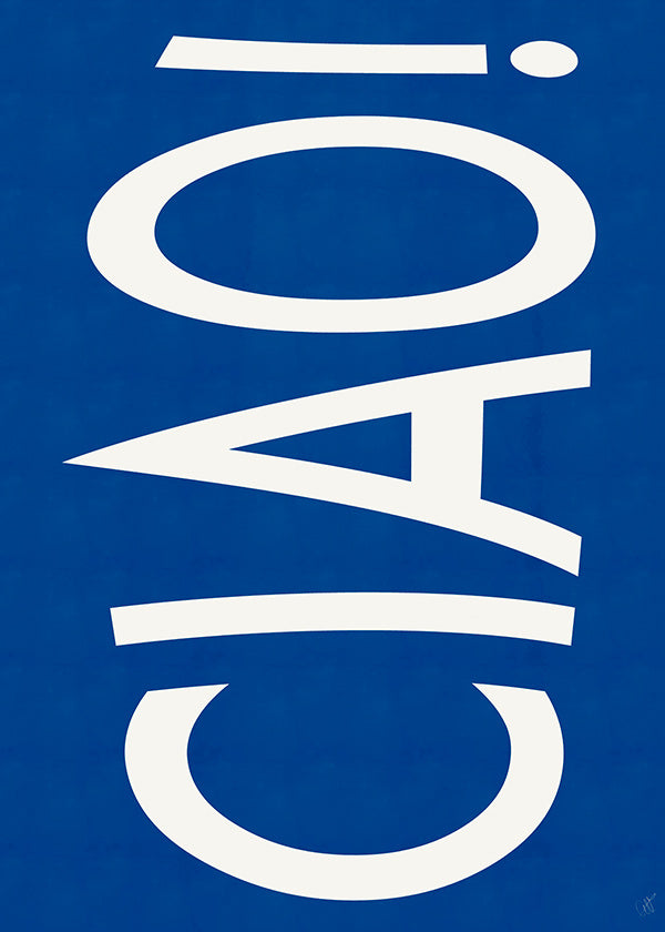 Cuadro tipográfico 'CIAO' en azul
