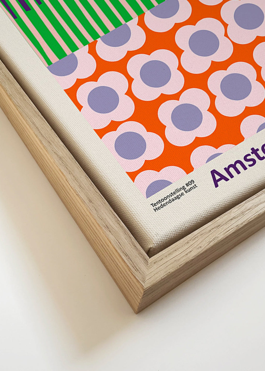 Cuadro de ciudades Amsterdam con patrón floral gráfico – Canvas detail