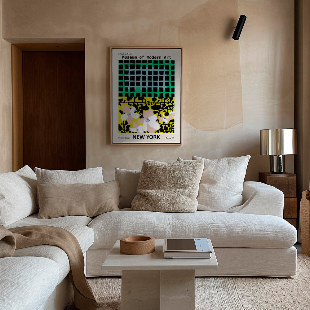 Cuadro de ciudades: póster tipográfico New York con motivos florales – Canvas1