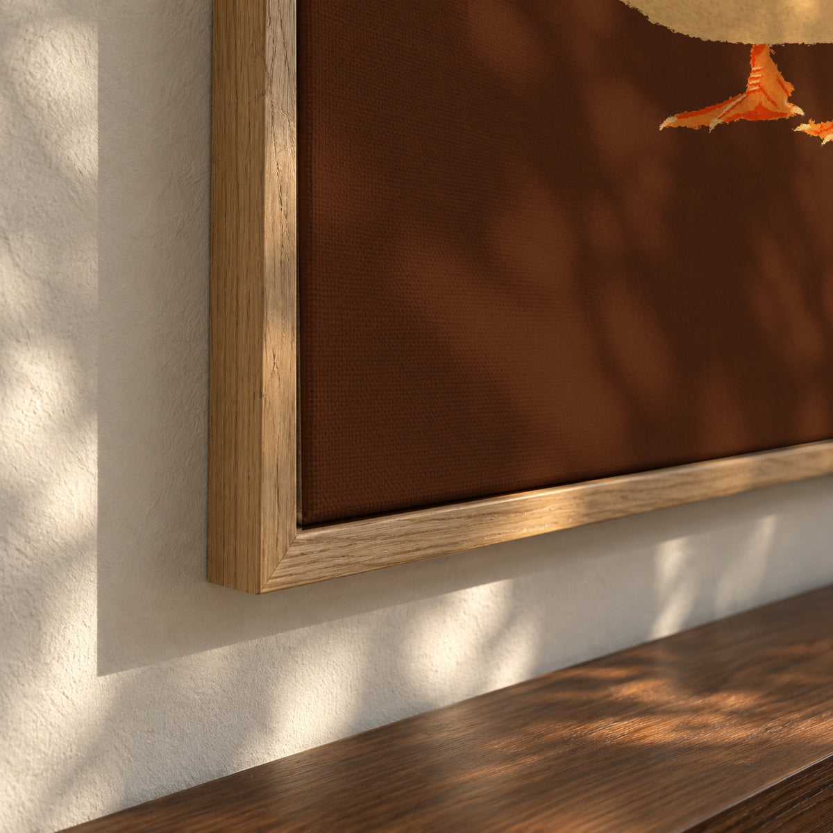Bo the Cowboy Duck - Framed canvas detail