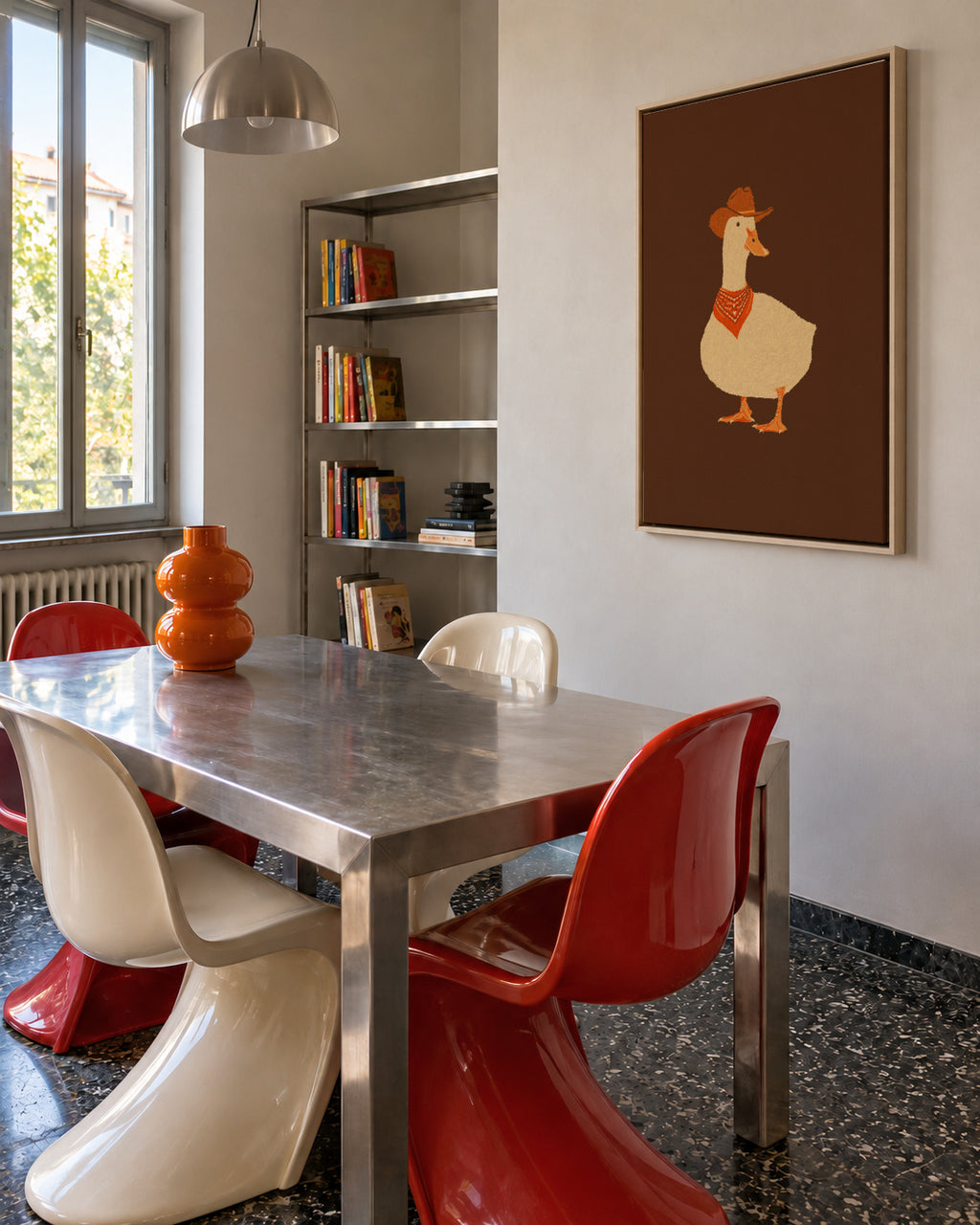 Bo the Cowboy Duck - Framed canvas in an interior