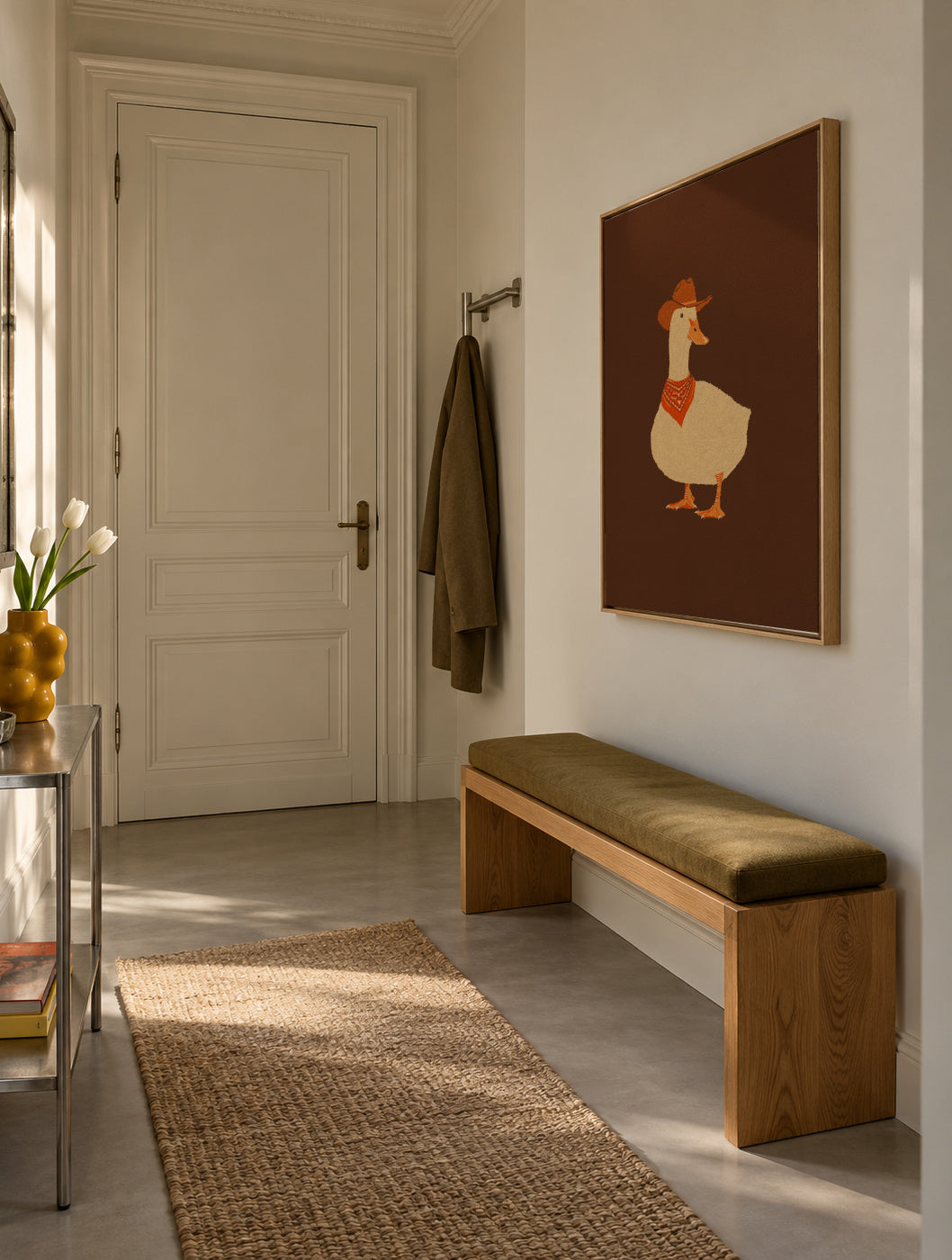 Bo the Cowboy Duck - Framed canvas in an interior