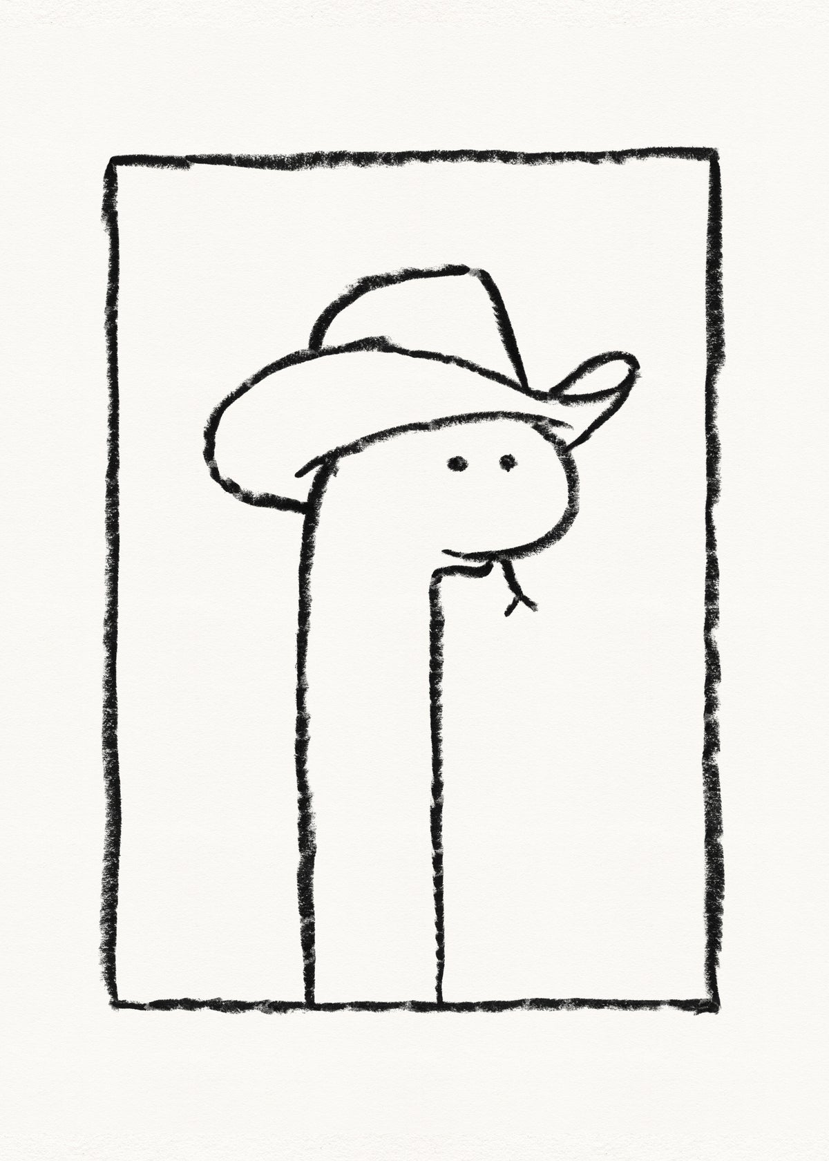 Squiggles the Snake In a Stetson - Unframed art print