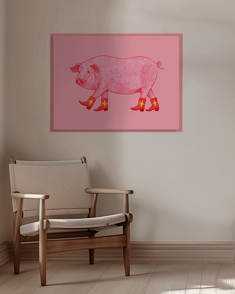 Cuadro cerdito vaquero rosa – Canvas
