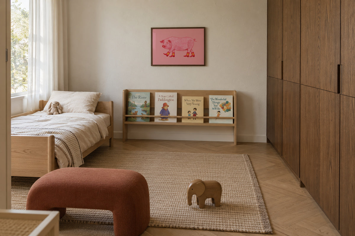 Marjorie the Cowgirl Pig - Framed poster in an interior