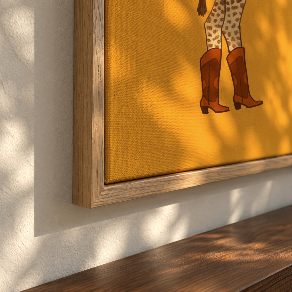 Jolene the Cowgirl Giraffe - Framed canvas detail