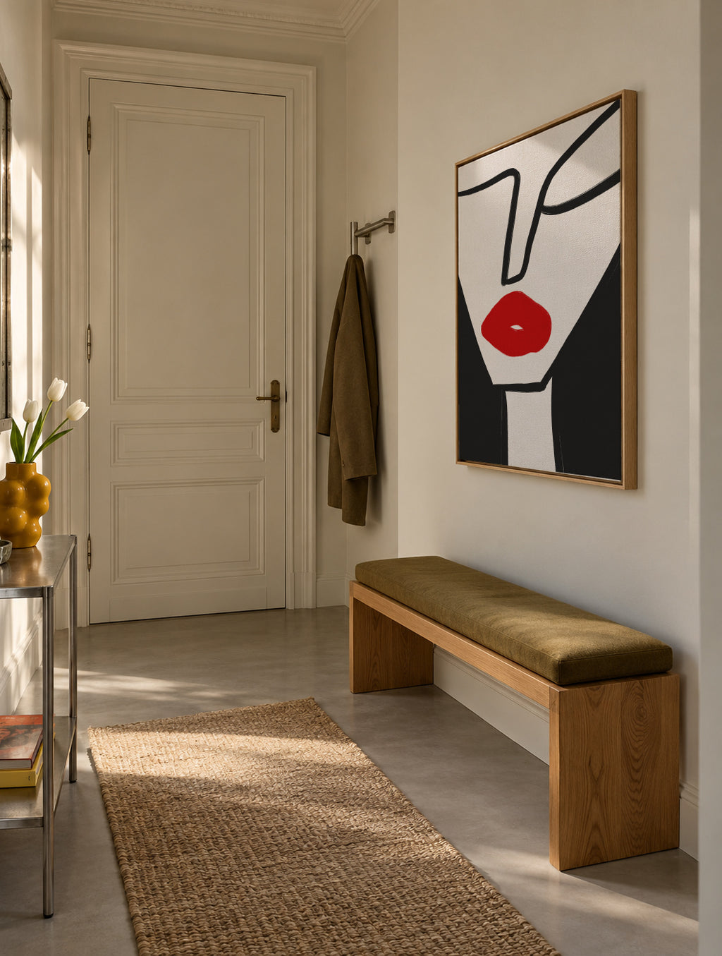 Bold Red Lips - Framed canvas in an interior