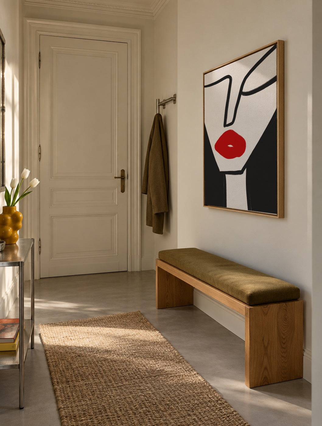 Bold Red Lips - Framed canvas in an interior