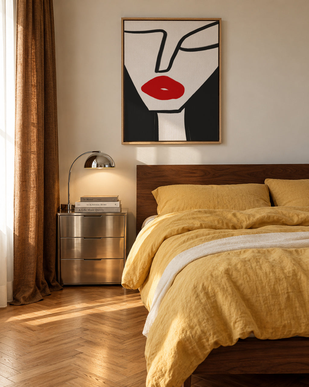 Bold Red Lips - Framed canvas in an interior