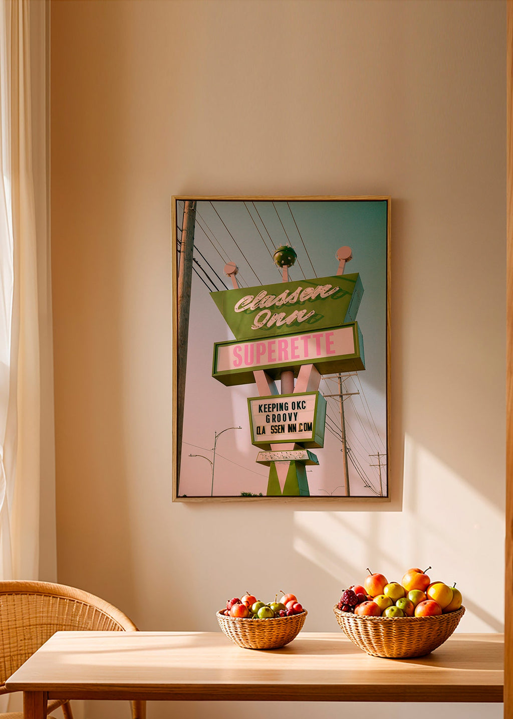 Cuadro vintage letrero retro verde y rosa – Canvas1