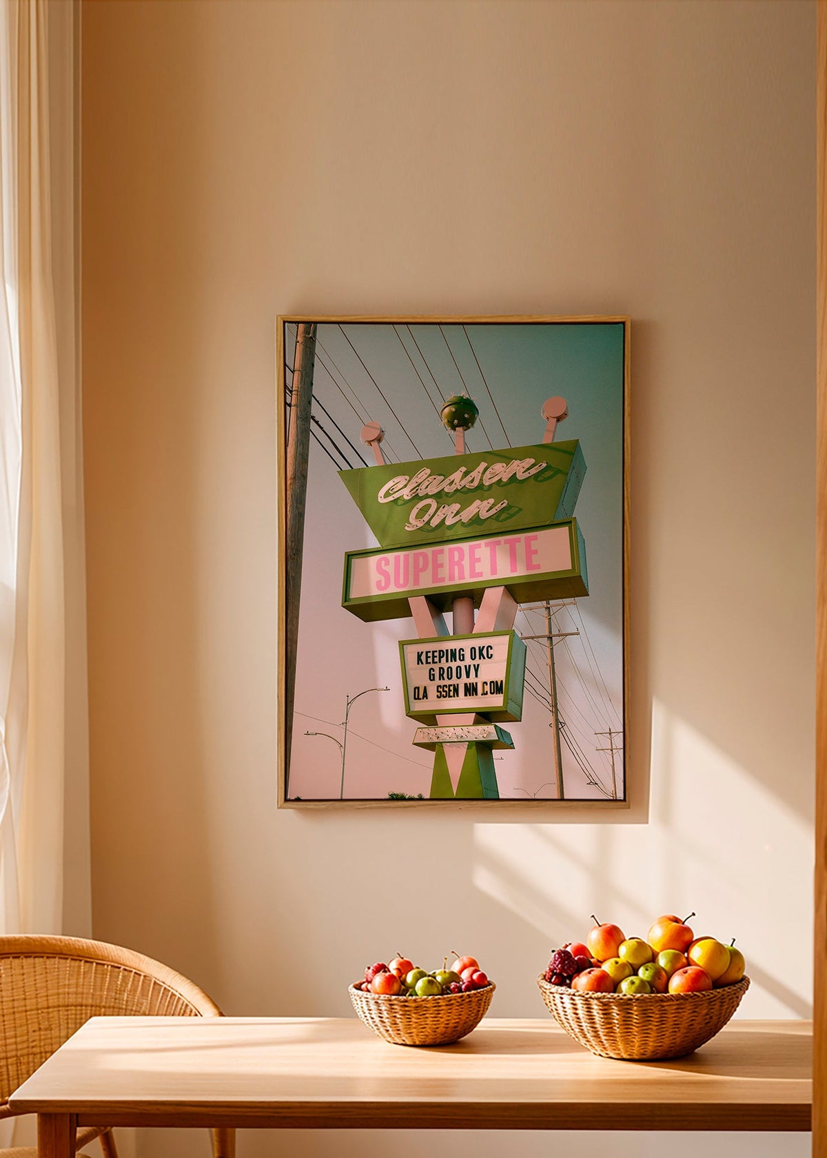 Cuadro vintage letrero retro verde y rosa – Canvas1